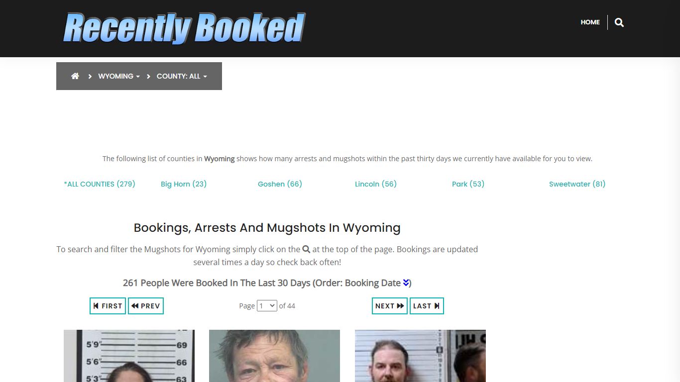 Bookings, Arrests and Mugshots in Wyoming - Recently Booked